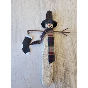 Stick snowman stocking ornament decor as is